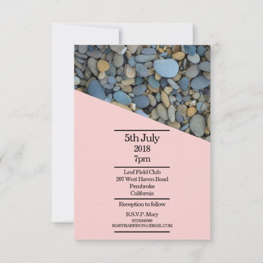 River Stones kiezelstenen bruiloft Kaart (Achterkant)