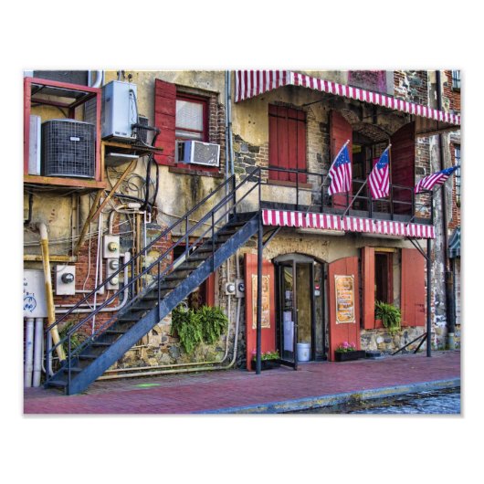  River Street Savannah Georgia Travel Foto Afdruk (Voorkant)
