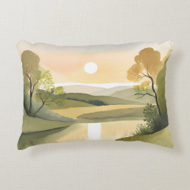 River Sunrise | Waterverf geel Accent Kussen