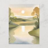 River Sunrise | Waterverf geel Briefkaart (Voorkant)
