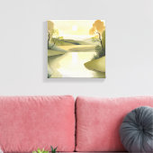 River Sunrise | Waterverf geel Canvas Afdruk (Insitu (Woonkamer))