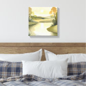 River Sunrise | Waterverf geel Canvas Afdruk (Insitu (Slaapkamer))