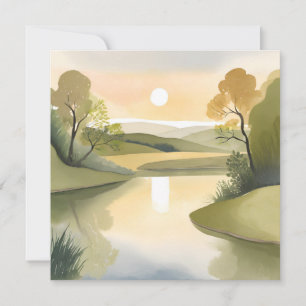 River Sunrise   Waterverf geel Kaart