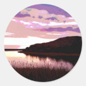 RIVER SUNSET RONDE STICKER (Voorkant)