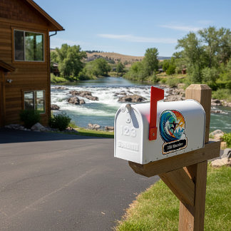 River surfer mailbox address sticker