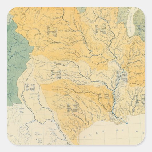 River Systems in de Verenigde Staten Vierkante Sticker (Voorkant)