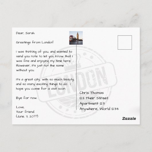 River Thames and Skyline Uitzicht of London Englan Briefkaart (Achterkant)