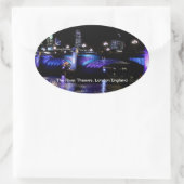 River Thames bij nacht, Londen Engeland Ovale Sticker (Tas)