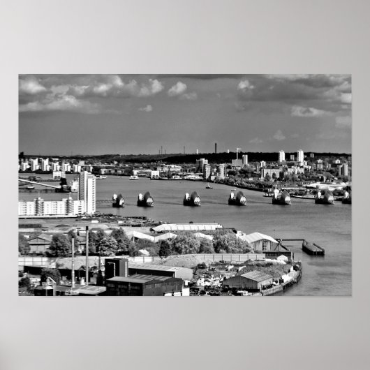 River Thames Flood Barrier Greenwich Londen Poster (Voorkant)