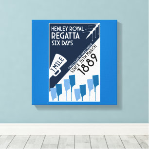 River Thames Regatta - retro stijl roeien Canvas Afdruk