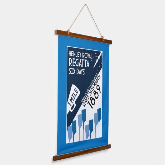 River Thames Regatta -  retro stijl roeien Hangend Wandkleed (Gebogen)