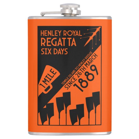 River Thames Regatta - retro stijl roeien Heupfles (Voorkant)