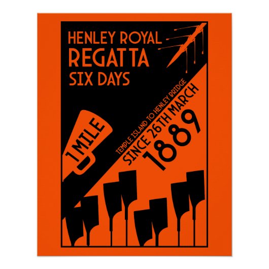 River Thames Regatta -  retro stijl roeien Perfect Poster (Voorkant)