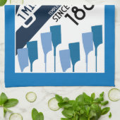 River Thames Regatta -  retro stijl roeien Theedoek (Gevouwen)