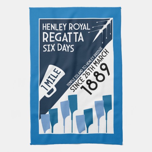 River Thames Regatta -  retro stijl roeien Theedoek (Verticaal)