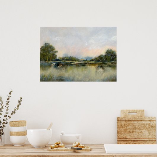 River Uitzicht Landschap Impressionistische Kunst Poster (Keuken)