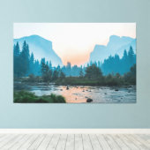    River Valley Glow – Forest & Mountain Calm Canvas Afdruk (Insitu (Houten vloer))