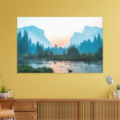    River Valley Glow – Forest & Mountain Calm Canvas Afdruk (Insitu (Woonkamer))