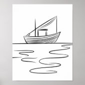 River Vist Boat Line Art Poster (Voorkant)