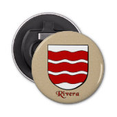 Rivera Heraldic Arms op perkament stijl terug Button Flesopener (Voorkant)