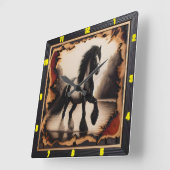 Riverbank Monochrome: Charred Wood Gypsy Vanner Vierkante Klok (Hoek)