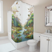 Riverbank Rocks en Rippling Water Shower Curtain Douchegordijn (In situ)