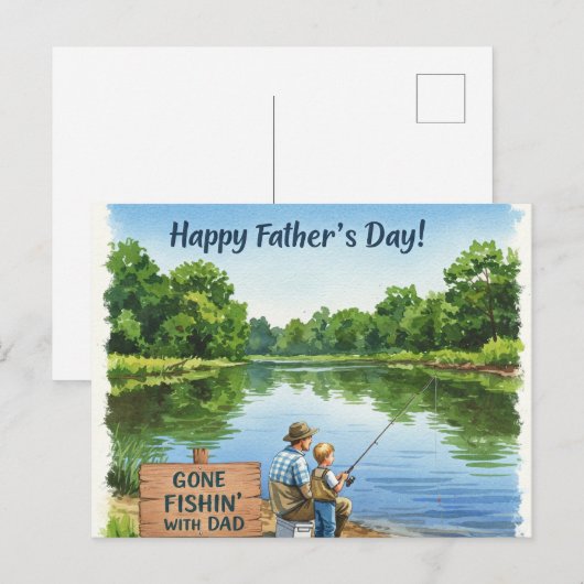 Riverbank Scene voor Vaderdag Briefkaart (Voorkant / Achterkant)