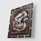 Riverbank Trot: verkoolde houten zigeuner Vanner Vierkante Klok (Hoek)