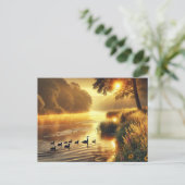 Riverbank Wildlife bij zonsopgang Briefkaart (Staand voorkant)