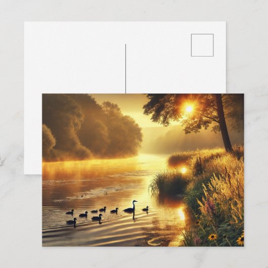 Riverbank Wildlife bij zonsopgang Briefkaart (Voorkant / Achterkant)