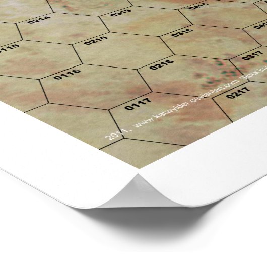 "Riverbend" Hex Map Afdrukken Poster (Hoek)