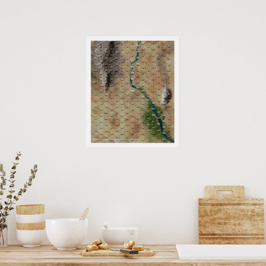"Riverbend" Hex Map Afdrukken Poster (Keuken)
