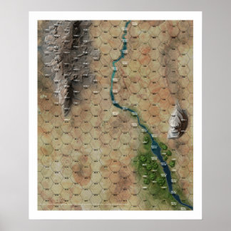"Riverbend" Hex Map Afdrukken Poster