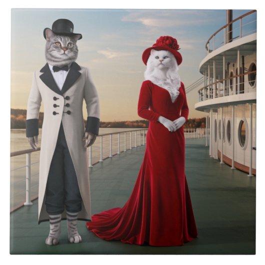 Riverboat Cats Decoratieve Tegel Tegeltje (Voorkant)