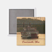 Riverboat op Ohio rivier Magneet (Voorkant / Achterkant)