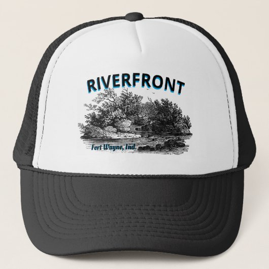 Riverfront Fort Wayne, Indiana Trucker Hat Trucker Pet (Voorkant)