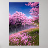 Riverside Bliss in het Sakura Park Poster (Voorkant)