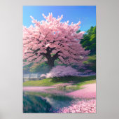 Riverside Bloom, Grand Sakura Tree Poster (Voorkant)