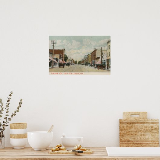 Riverside, CA Main Street Uitzicht die Noord kijkt Poster (Keuken)