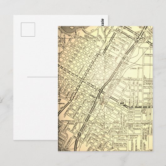 Riverside, CA  Map Briefkaart (Voorkant / Achterkant)