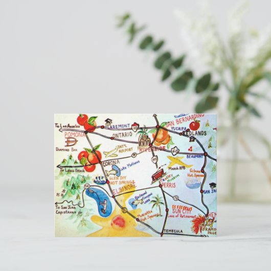 Riverside - California Kleurrijke Kaart  (Staand voorkant)