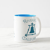 Riverside, California Raincross Fleur Design Tweekleurige Koffiemok (Voorkant rechts)