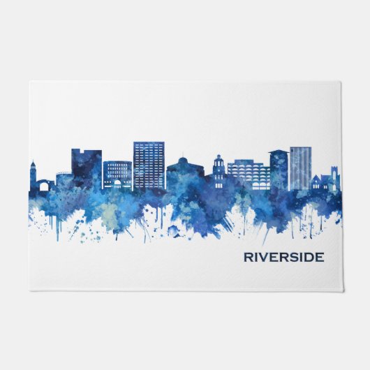 Riverside California Skyline Blue Deurmat (Voorkant)