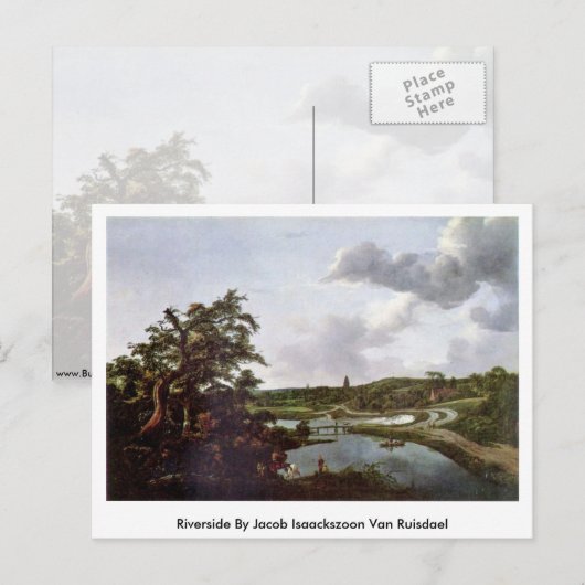 Riverside door Jacob Isaackszoon Van Ruisdael Briefkaart (Voorkant / Achterkant)