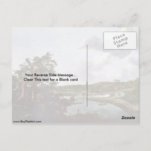 Riverside door Jacob Isaackszoon Van Ruisdael Briefkaart (Achterkant)