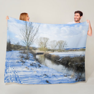 Riverside Engels Winter Walk - Gepersonaliseerd Fleece Deken