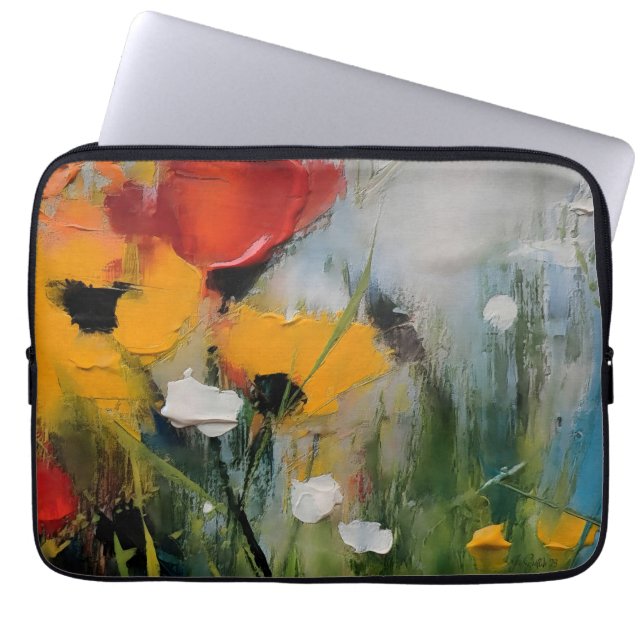 Riverside – Expressieve Abstracte Weide Laptop Sleeve (Voorkant)