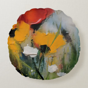 Riverside – Expressieve Abstracte Weide Rond Kussen