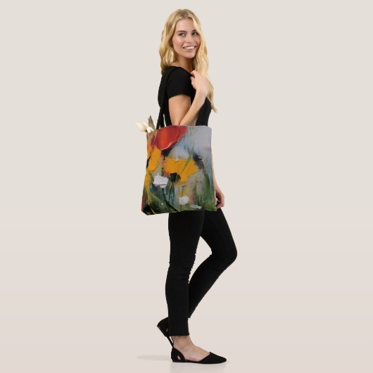 Riverside – Expressieve Abstracte Weide Tote Bag (Op model)