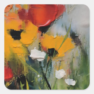 Riverside – Expressieve Abstracte Weide Vierkante Sticker